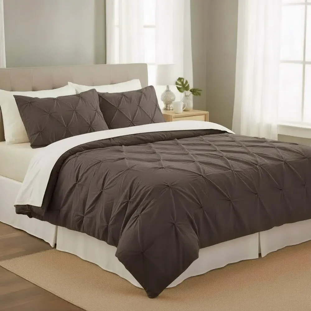 Threshold Pinch Pleat Gray, Cotton, Queen Duvet Cover Button Closure, One Sham
